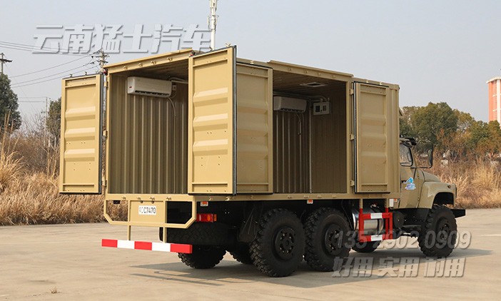 EQ2100越野廂卡,東風(fēng)6*6廂式車,六驅(qū)尖頭卡車,多用途越野專用車,戶外移動(dòng)辦公車,移動(dòng)方艙車,野外露營車,瓦楞板廂式車